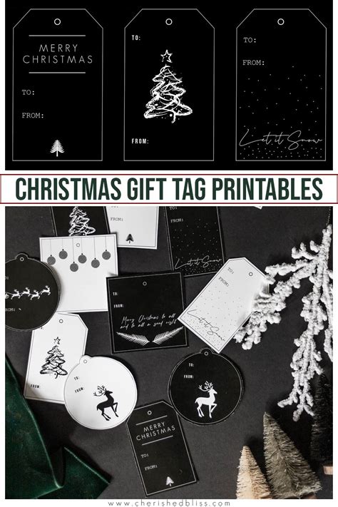 Black And White Modern Christmas T Tags Printable Cherished Bliss Modern Christmas T