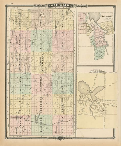 Waushara County Wisconsin 1878 Map Replica Or Genuine Original