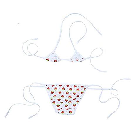 Yomorio Micro Bikini Strawberry String Lingerie Set Anime Cosplay Thong Bikini Style 1 On