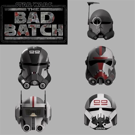 Bad Batch Helmet Set The Clone Wars And The Bad Batch Stl Etsy Star Wars Clone Wars Star