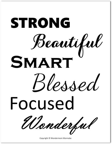 Printable Positive Words To Describe The Ideal You For Your Vision