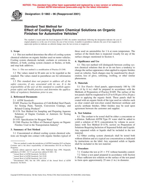 Astm D Standard Test Method For Effect Of Cooling System