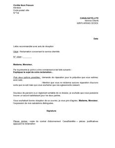 Exemple De Lettre De Reclamation