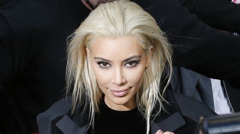 kim kardashian shocks paris fashion week with platinum blonde hair