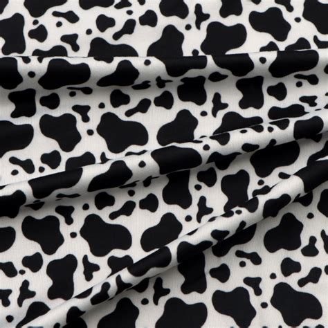 Black Cow Pattern Print Double Brushed Polyester Fabric By Etsy