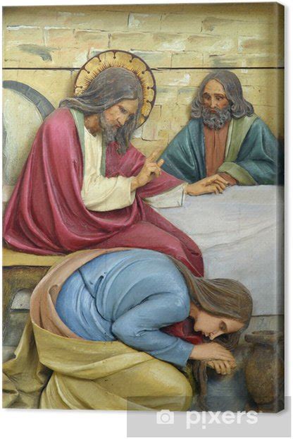 Canvas Print Saint Mary Magdalene Washing Jesus Feet Pixersus