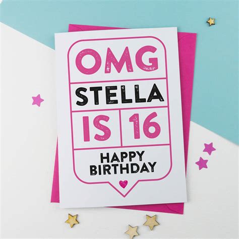 Omg 16th Birthday Card Personalised By A Is For Alphabet
