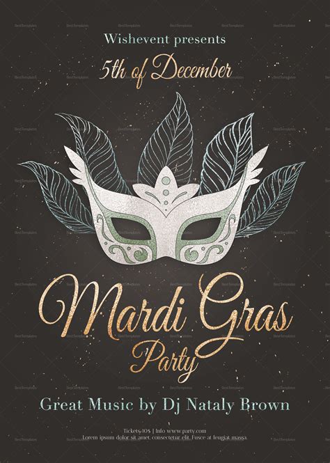Mardi Gras Masquerade Ball Flyer Design Template In Psd Word