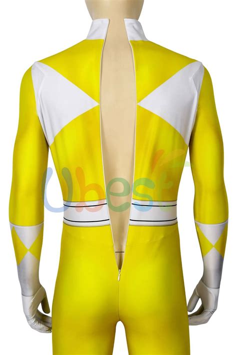 Yellow Ranger Costume Cosplay Suit Mighty Morphin Power Rangers 3D