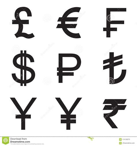Set Of World Currency Symbols Icons Cartoon Vector