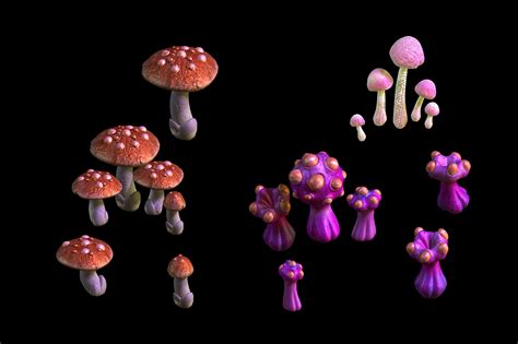 Game Strange Mushroom Collection 3d Cgtrader
