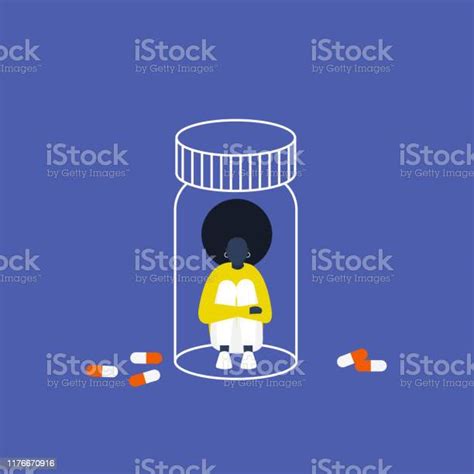 Depression Antidepressants Young Black Female Character Trapped In A