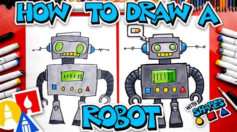 How To Draw A Robot Using Shapes Art For Kids Hub