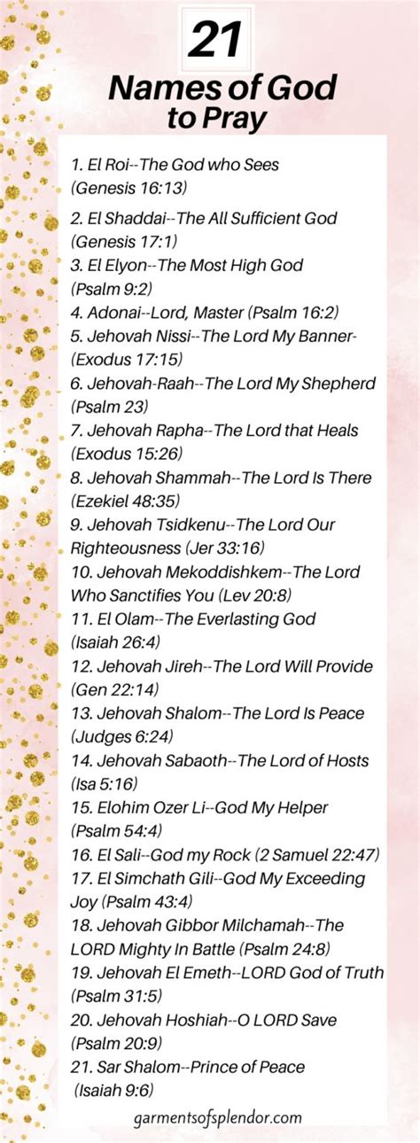 21 Names Of God To Pray Each Day Names Of God Bible Study