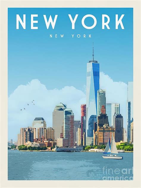 New York City Skyline Vintage Travel New York Painting By Joel Lisa