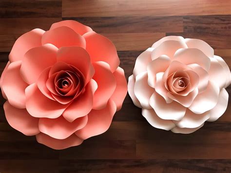 Paper Flowers Pdf Combo Of 5 Sizes Rose Paper Flower Template Etsy