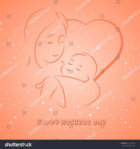 Happy Mothers Day Greeting Card With Beautiful Royalty Free Stock Vector 413264236