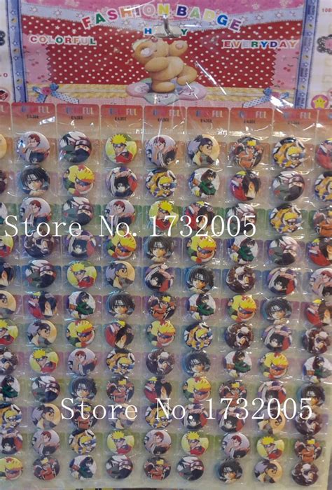 New 108pcsset Cartoon Japanese Anime Naruto Badge Button Pins Party