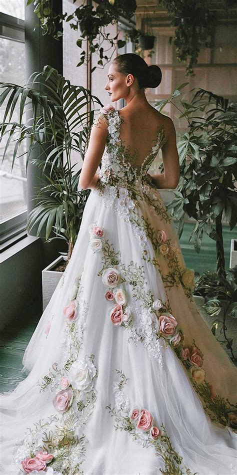 Floral Wedding Dresses 42 Magical Looks Faqs Fairy Tale Wedding