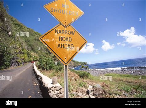 The Usa Hawaii Maui Küstenstrasse Road Signs Car America Hawaii