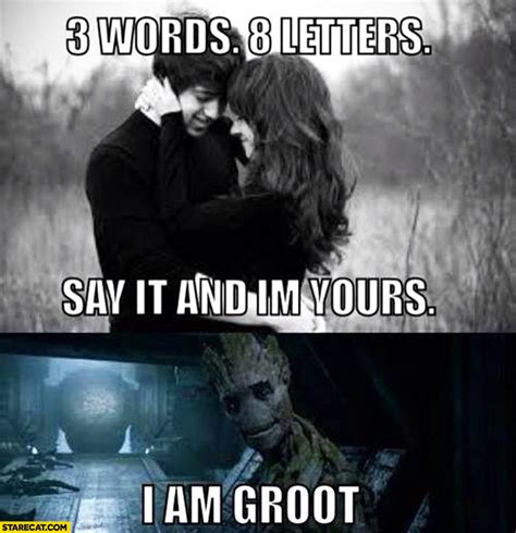 3 words 8 letters say it and i m yours i am groot