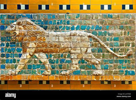Lion Relief On Glazed Bricks From The Ishtar Gate Babylon Iraq