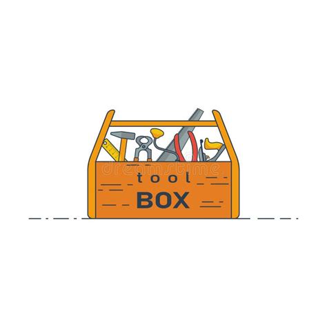 Wooden Toolbox With Carpentry Tools Isolated Vector Illustration