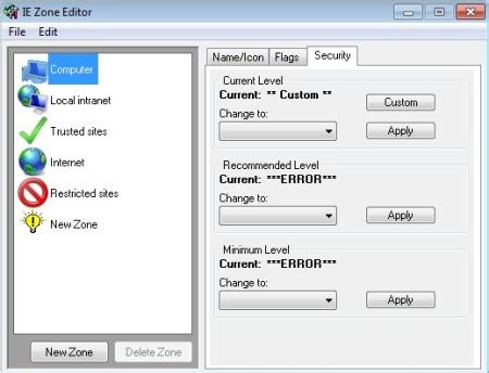 Edit IE Security Zones With Internet Explorer Zone Editor