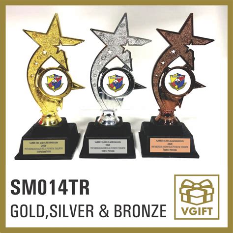 PLASTIC TROPHY SM 014TR LABEL LOGO HADIAH SUKAN DAN HADIAH