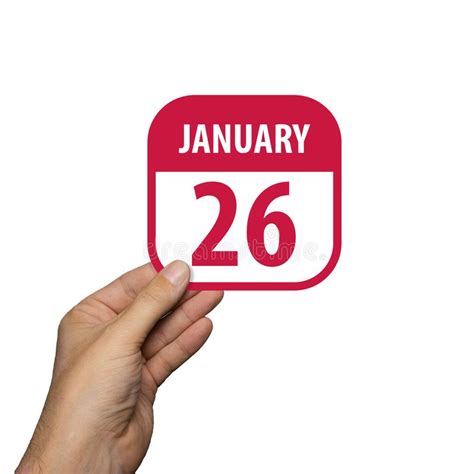 January 26th Day 26 Of Monthhand Hold Simple Calendar Icon With Date