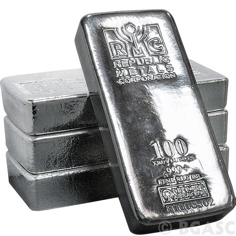 Buy 100 Oz Silver Bar Republic Metals Rmc 999 Fine Cast Bullion Ingot