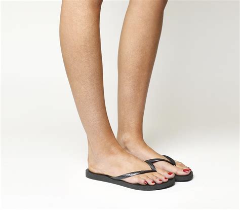 havaianas slim flip flop black women s sandals