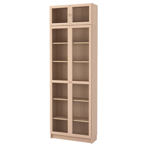 Billyoxberg Bookcase Combinationglass Doors White Stained Oak Veneer