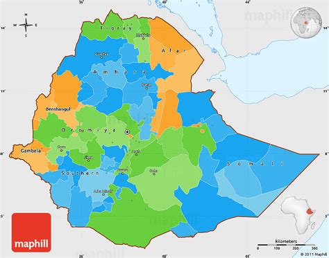 Ethiopia Political Map Gambaran