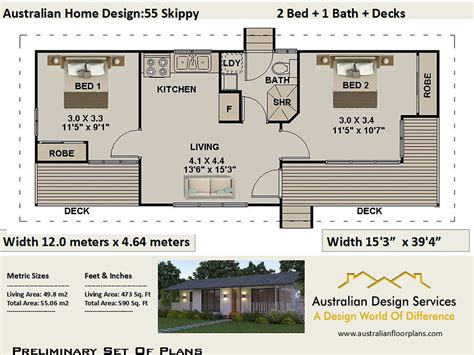 55 Skippy 2 Bed House Plan 550 M2 Preliminary House Plan Set 4