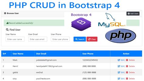 Php Crud Create Read Update Delete Tutorial With Mysql Bootstrap Part Youtube
