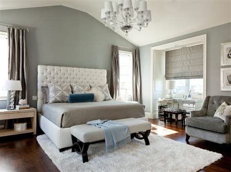 23 fresh paint color wall ideas : Elegant bedroom... grey, white and a splash of blue ...