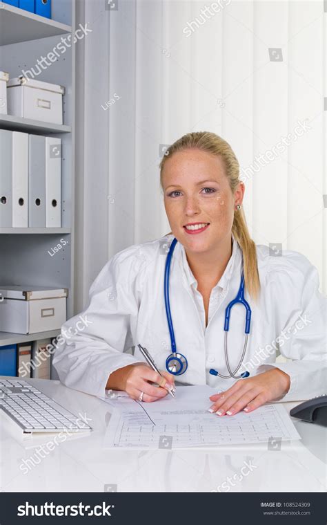 Young Doctor Stethoscope Her Doctors Office Stock Photo 108524309