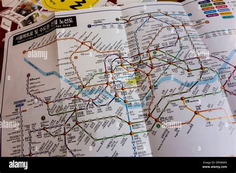 Seoul Metro Subway Map Written In Korean Korea Stock Photo Alamy