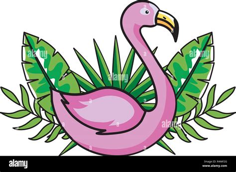 Pink Flamingo Cartoon Vector Illustration Graphic Design Stock Vector