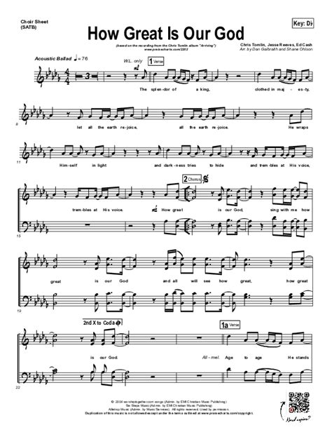 How Great Is Our God Sheet Music Pdf Chris Tomlin Praisecharts