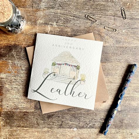3rd Leather Anniversary Card 3rd Wedding Anniversary Card Etsy Uk