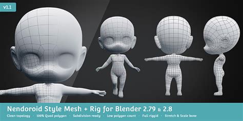 Base Meshes Character Starter Kit Rig Blender Market Character