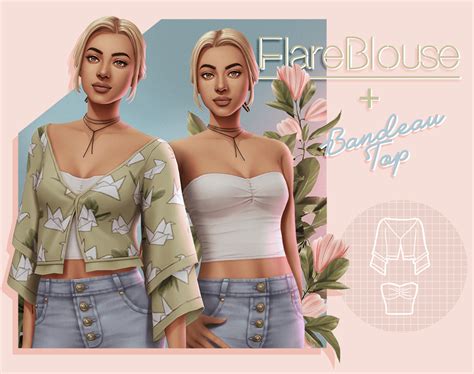 Sims 4 Flare Blouse And Bandeau Top Micat Game