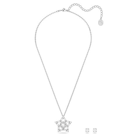 Stella Set Mixed Cuts Star White Rhodium Plated Swarovski