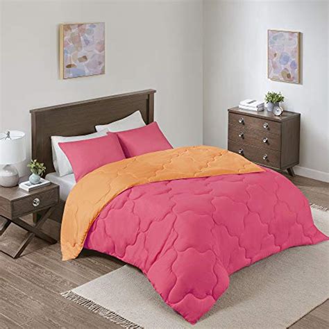 Comfort Spaces Vixie 3 Piece Comforter Set All Full Queen Pink Orange Ebay