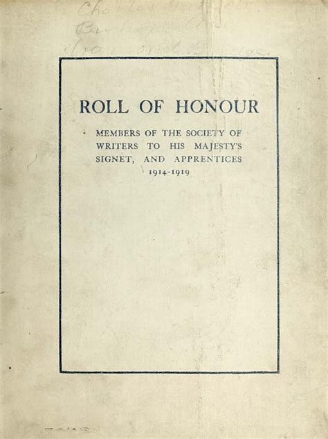 1 Front Cover Organisations Roll Of Honour Of Members Of The