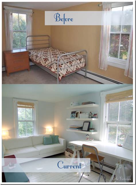 A home office with a murphy bed that folds away is obviously the perfect solution for those who wish to build a lovely guest bedroom. Bright office and guest room before and after | Guest room ...