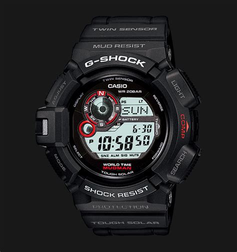 Casio G Shock Mudman G 9300 1dr Black Tough Solar Digital Compass Resin