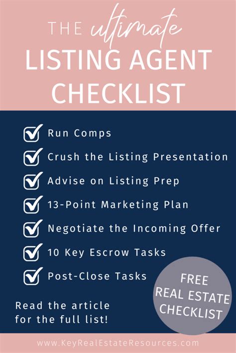 The Ultimate Listing Agent Checklist Key Real Estate Resourceskey Real Estate Resources